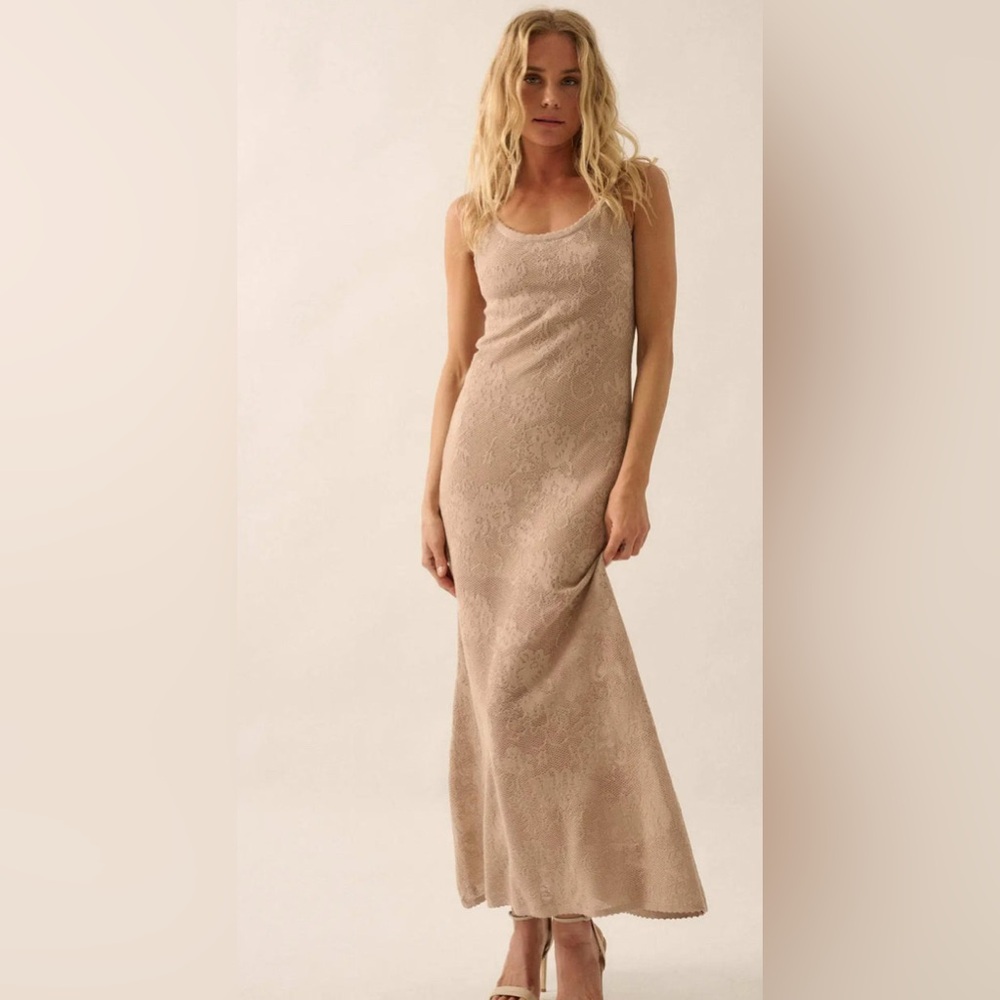 Promesa Tan Lace Sheath Dress